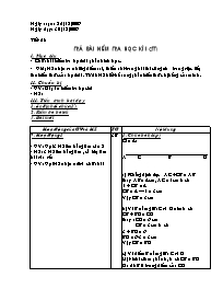 Giáo án Số học Lớp 6 - Tiết 58: Trả bài kiểm tra học kỳ I (tiếp theo) - Năm học 2009-2010 (bản 3 cột)