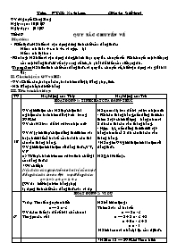 Giáo án Số học Lớp 6 - Tiết 59: Quy tắc chuyển vế - Năm học 2006-2007 - Nguyễn Công Sáng