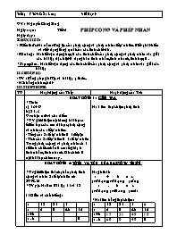 Giáo án Số học Lớp 6 - Tiết 6: Phép cộng và phép nhân - Năm học 2007-2008 - Nguyễn Công Sáng