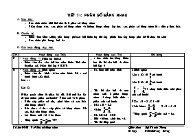 Giáo án Số học Lớp 6 - Tiết 71: Phân số bằn nhau - Lại Thanh Hương