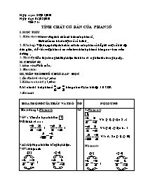 Giáo án Số học Lớp 6 - Tiết 71: Tính chất cơ bản của phân số - Năm học 2009-2010 (bản 3 cột)