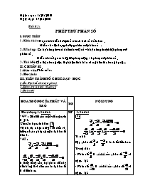 Giáo án Số học Lớp 6 - Tiết 83: Phép trừ phân số - Năm học 2009-2010 (bản 3 cột)