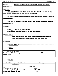 Giáo án Số học Lớp 6 - Tiết 84: Tính chất cơ bản của phép nhân phân số - Nguyên Hoàng