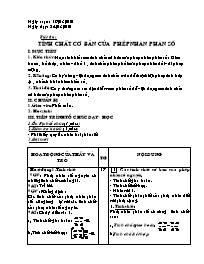 Giáo án Số học Lớp 6 - Tiết 86: Tính chất cơ bản của phép nhân phân số - Năm học 2009-2010 (bản 3 cột)