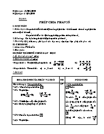 Giáo án Số học Lớp 6 - Tiết 88: Phép chia phân số - Năm học 2009-2010 (bản 3 cột)