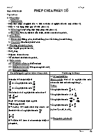 Giáo án Số học Lớp 6 - Tiết 89: Phép chia phân số (Bản 2 cột)