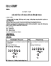 Giáo án Số học Lớp 6 - Tiết 92: Luyện tập - Năm học 2009-2010 (bản 3 cột)