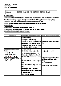Giáo án Số học Lớp 6 - Tuần 15 - Tiết 45: Cộn