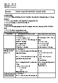 Giáo án Số học Lớp 6 - Tuần 19 - Tiết 61: Nhâ