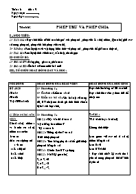 Giáo án Số học Lớp 6 - Tuần 3 - Tiết 9: Phép 