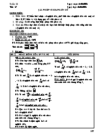 Giáo án Số học Lớp - Tiết 87, Bài 12: Phép chia phân số - Năm học 2007-2008
