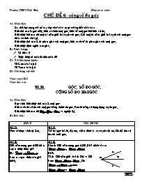 Giáo án tự chọn môn Hình học Lớp 6 - Chủ đề 6