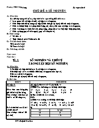 Giáo án tự chọn môn Số học Lớp 6 - Chủ đề 4: