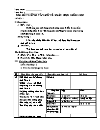 Giáo án tự chọn môn Toán học Lớp 6 - Chủ đề: Những vấn đề về toán học tiểu học