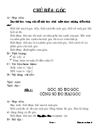 Giáo án tự chọn môn Toán Lớp 6 - Chủ đề 6: Gó