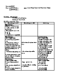 Giáo án tự chọn môn Toán Lớp 6 - Chủ đề 7: Cá