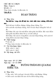 Giáo án tự chọn môn Toán Lớp 6 - Chủ đề: Đoạn