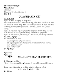Giáo án tự chọn môn Toán Lớp 6 - Chủ đề: Quan