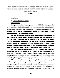 Xây dựng “lớp học thân thiện, học sinh tích cực” thông qua các trò chơi trong những tiết dạy học môn Toán THCS - Phạm Thị Loan