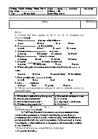 4 Đề kiểm tra Tiếng Anh 6 - Trường THCS xã Ph