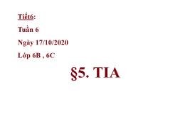 Bài giảng Toán 6 - Tiết 6, Bài 5: Tia - Năm h