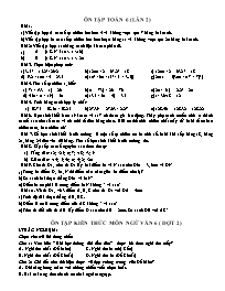 Bài tập ôn tập Covid 19 các môn Khối 6 - Lần 