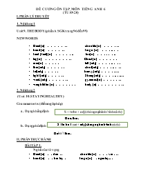 Đề cương ôn tập Covid 19 Tiếng Anh Lớp 6 - Tu