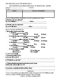 Đề kiểm tra 15 phút Tiếng Anh 6 - Lần 1 - Năm