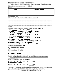 Đề kiểm tra 15 phút Tiếng Anh 6 - Lần 2 - Năm