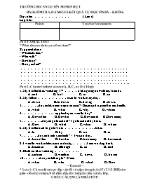 Đề kiểm tra 15 phút Tiếng Anh Lớp 6 - Lần 1 -