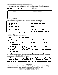 Đề kiểm tra 15 phút Tiếng Anh Lớp 6 - Lần 2 -