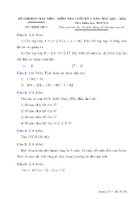 Đề kiểm tra chính thức Toán 6 cuối học kì I -