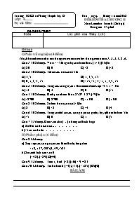 Đề kiểm tra chương II Toán 6 - Năm học 2017-2