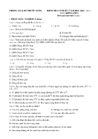 Đề kiểm tra cuối học kì I Khoa học tự nhiên 6