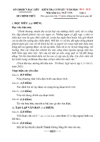 Đề kiểm tra cuối học kì I Ngữ văn 6 - Năm học