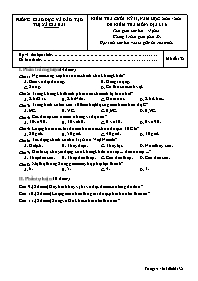 Đề kiểm tra cuối học kì II Địa 6 - Mã đề 132 
