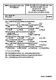 Đề kiểm tra cuối học kì II Địa 6 - Mã đề 485 
