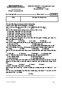 Đề kiểm tra giữa kì I Địa lí 6 - Mã đề 886 - 
