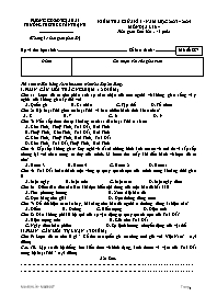 Đề kiểm tra giữa kì I Địa lí 6 - Mã đề 887 - 