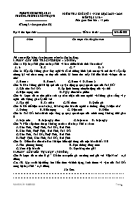 Đề kiểm tra giữa kì I Địa lí 6 - Mã đề 888 - 