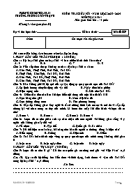 Đề kiểm tra giữa kì I Địa lí 6 - Mã đề 889 - 