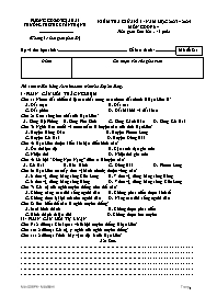 Đề kiểm tra giữa kì I Giáo dục địa phương 6 -