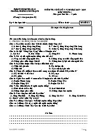 Đề kiểm tra giữa kì I Giáo dục địa phương 6 -