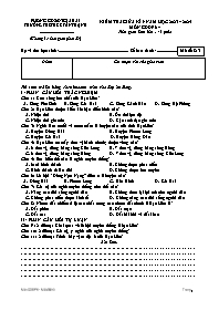 Đề kiểm tra giữa kì I Giáo dục địa phương 6 -