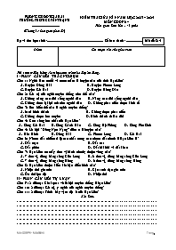 Đề kiểm tra giữa kì I Giáo dục địa phương 6 -