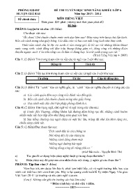 Đề thi chính thức HS Năng khiếu Tiếng Việt 6 
