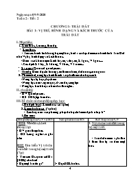 Giáo án Địa lí 6 - Tiết 2, Bài 1: Vị trí, hìn