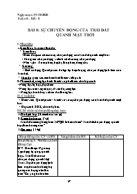 Giáo án Địa lí 6 - Tiết 8, Bài 8: Sự chuyển đ