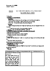 Giáo án Địa lí 6 - Tuần 8, Bài 8: Sự chuyển đ