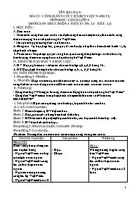 Giáo án GDCD 6 - Tiết 22, Bài 13: Công dân nư